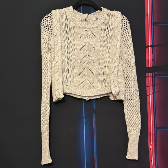 ✨ LIMITED EDITION ✨ WILDFOX Knitted Cropped Button-Back Crochet Knit Sweater - Picture 1 of 4
